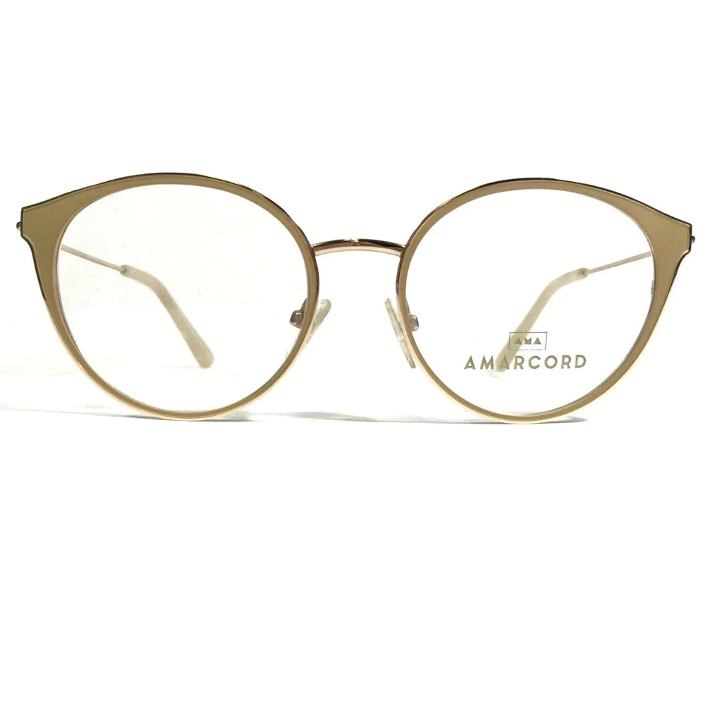 Amarcord AM007 col.1 Eyeglasses Frames Gold Round Full Rim 49-17-140